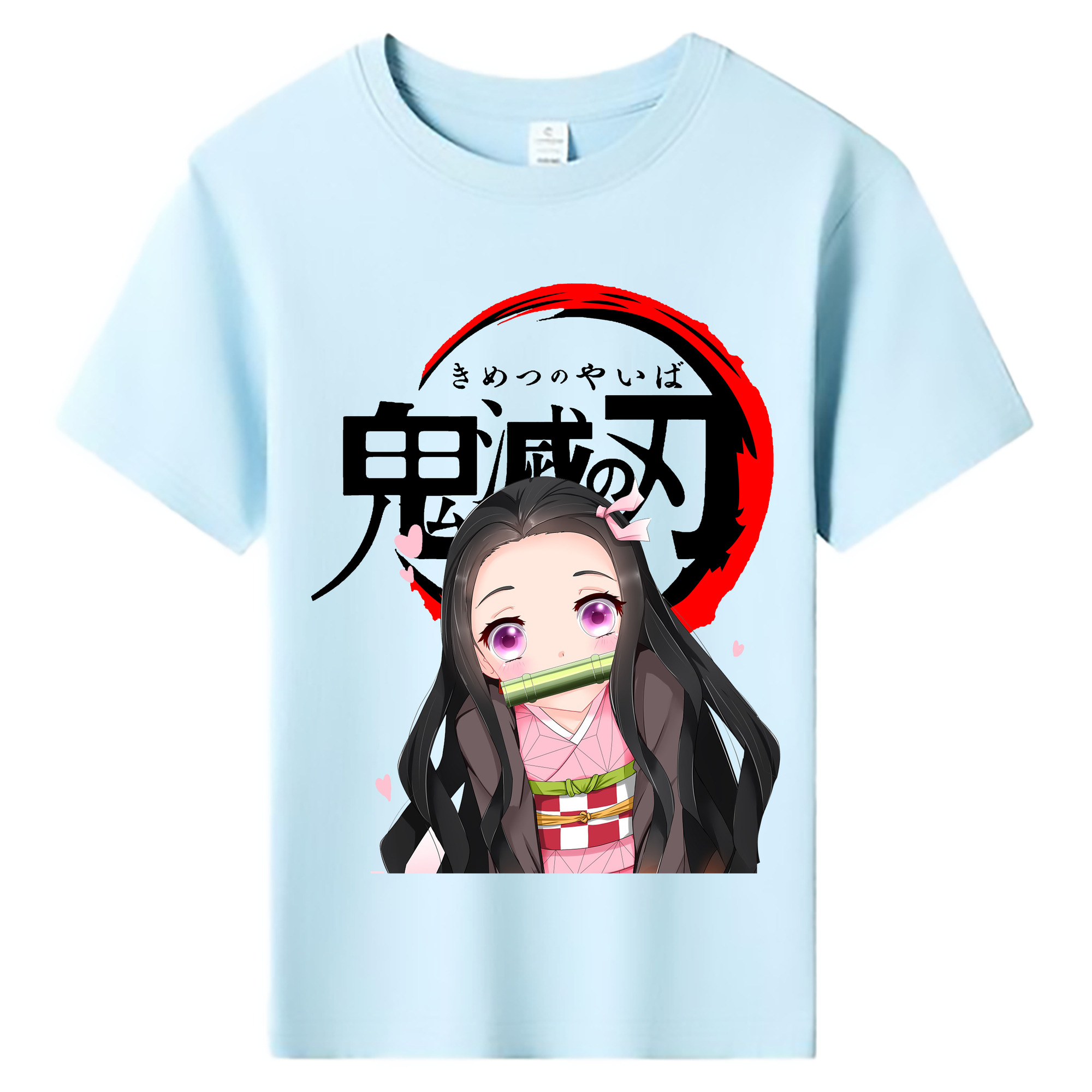 （画像用） 鬼滅の刃（きめつのやいば）竈門 禰󠄀豆子／かまど ねずこ Kamado Nezuko 綿100％キッズTシャツ（フロントプリント）